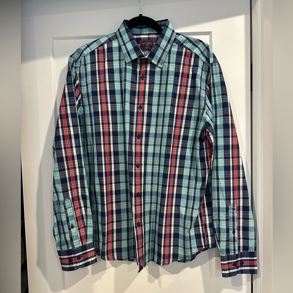 UNTUCKIT men’s plaid button up long sleeve shirt like new
